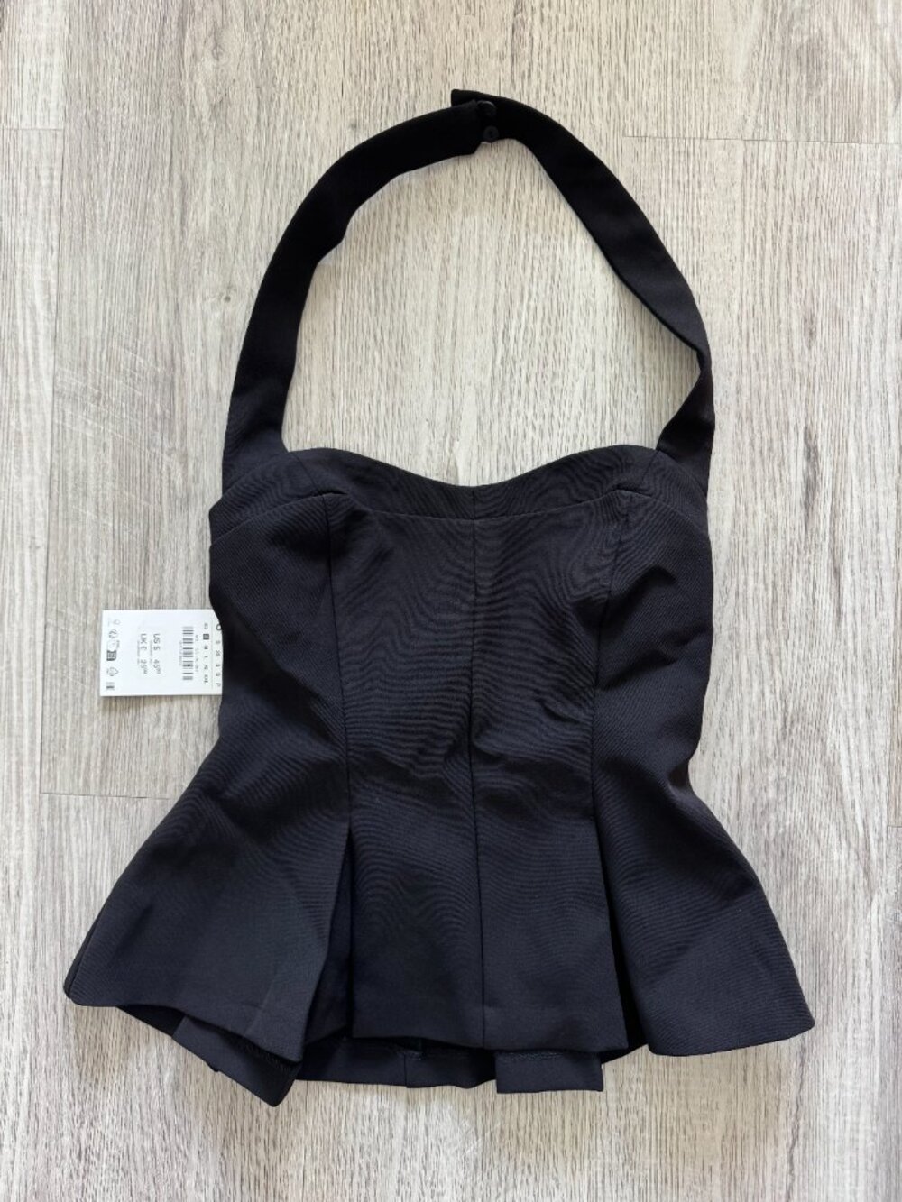 ZARA Black Pleated Halter Peplum Top NWT Size S - Picture 8 of 13